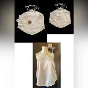 Honey Punch Halter Silky Boho Top Cream Women’s size Large